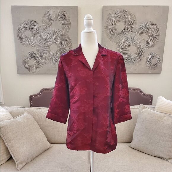 Chico's Design Silk Blend Button Down Shirt Sz Med - Picture 1 of 11